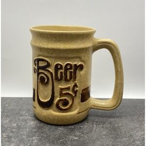 Vintage Pottery Craft USA "Beer 5 Cents" 20oz Stoneware Ceramic Coffee Mug Stein